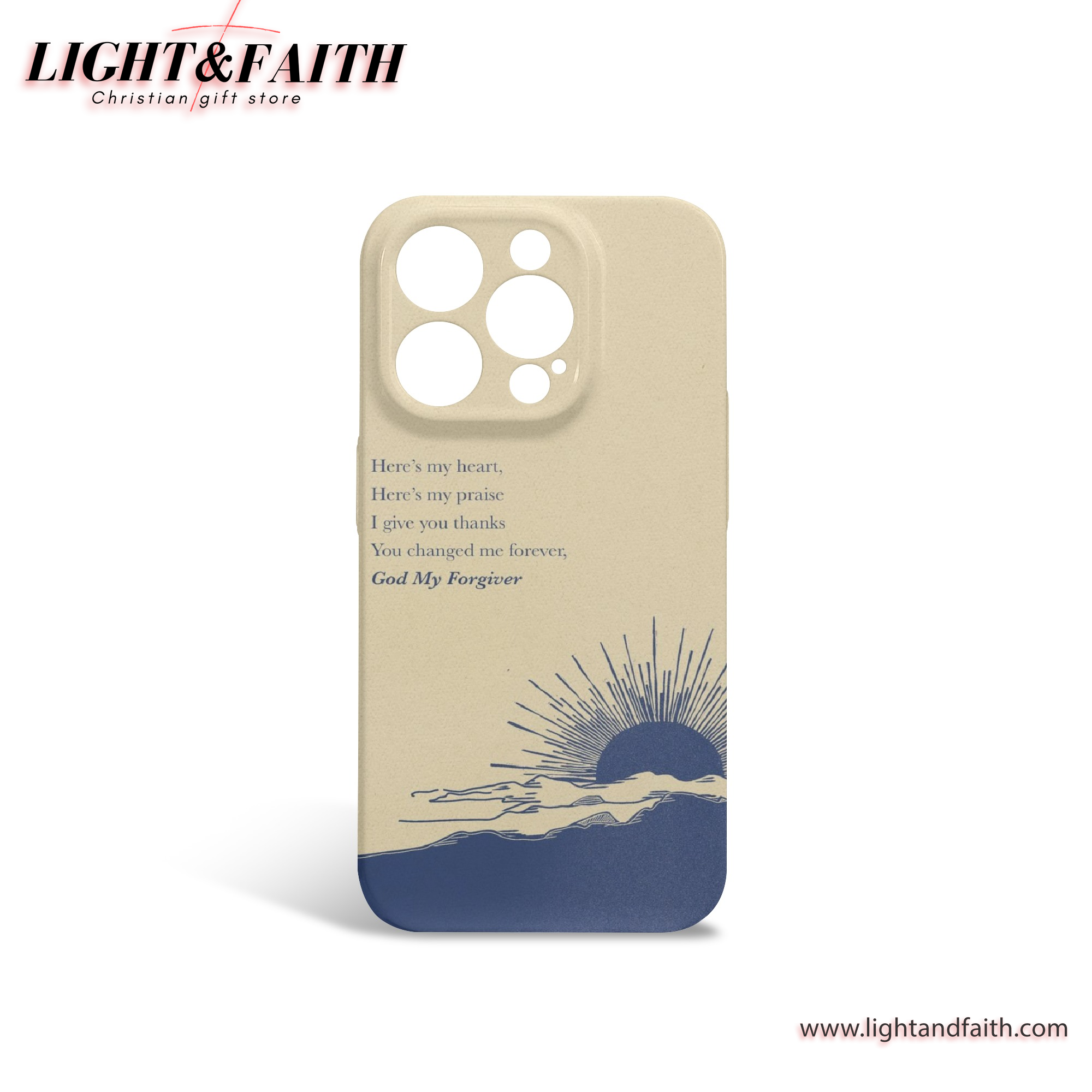 Here’s My Heart iPhone Case – Christian Worship Lyrics & Sunray Art Cover, Christian Phone Case, Bible Verse Phone Case, Religious Gift, PCLAF48